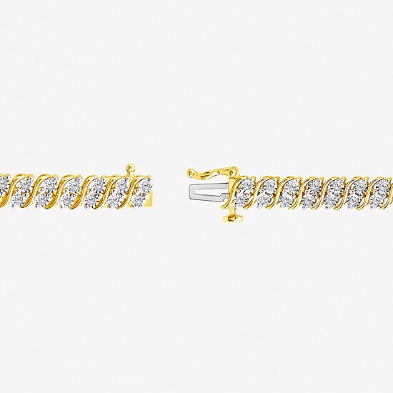(I / I1) Womens 1 CT. T.W. Lab Grown White Diamond 14K Gold Over Silver Sterling Silver 8 Inch Tennis Bracelet