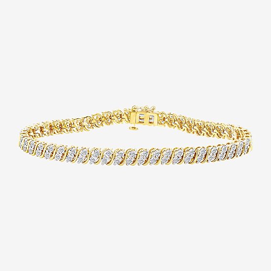(I / I1) Womens 1 CT. T.W. Lab Grown White Diamond 14K Gold Over Silver Sterling Silver 8 Inch Tennis Bracelet