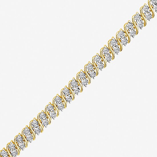 (I / I1) Womens 1 CT. T.W. Lab Grown White Diamond 14K Gold Over Silver Sterling Silver 8 Inch Tennis Bracelet