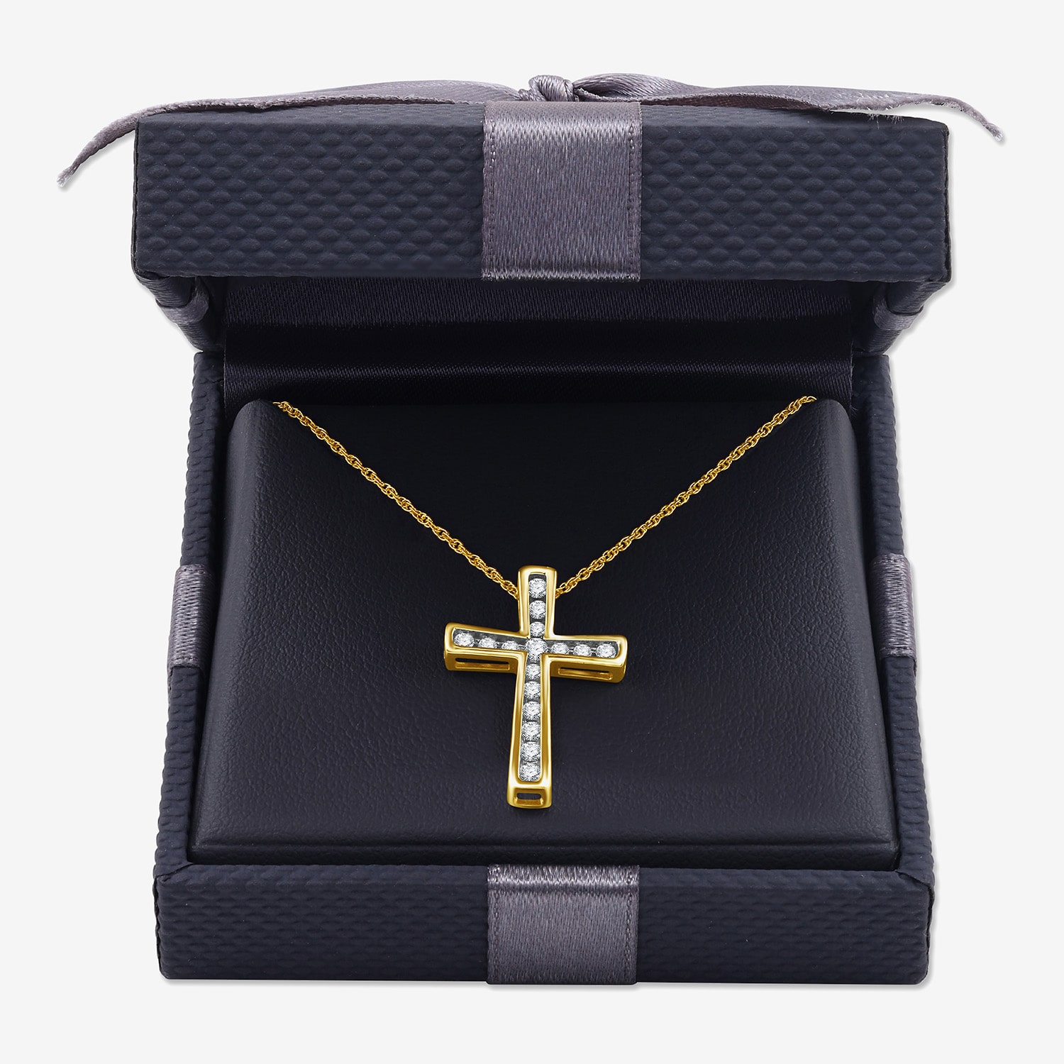 Womens 1/4 CT. T.W. Lab Grown White Diamond 14K Gold Over Silver Sterling Silver Cross 18 Inch Pendant Necklace