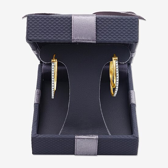 Womens 1/4 CT. T.W. Lab Grown White Diamond 14K Gold Over Silver 25.4mm Hoop Earrings