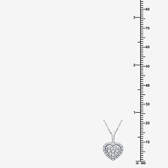 Womens 1/4 CT. T.W. Lab Grown White Diamond Sterling Silver Heart 18 Inch Pendant Necklace