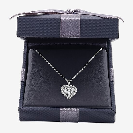 Womens 1/4 CT. T.W. Lab Grown White Diamond Sterling Silver Heart 18 Inch Pendant Necklace