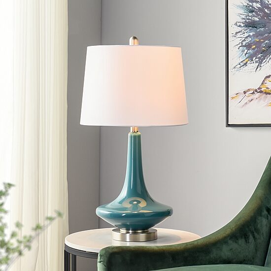 Stylecraft 14 W Niagra Falls Blue Glass Table Lamp