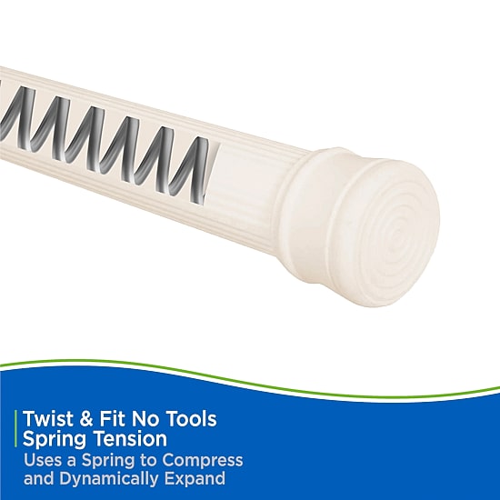 Kenney Twist & Fit No Tools 24-38 IN Adjustable Spring Tension Stall Shower Curtain Rod