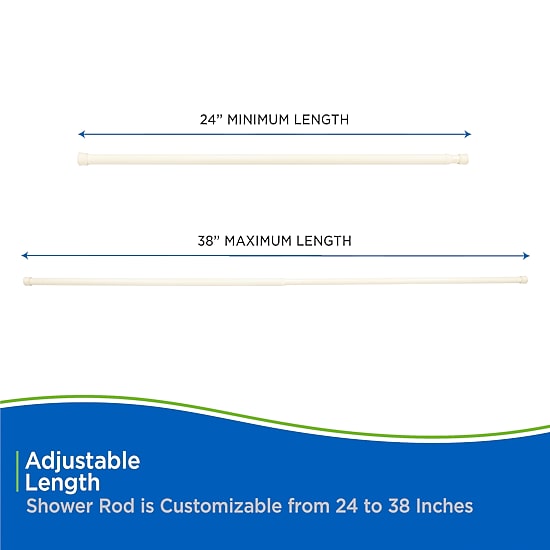 Kenney Twist & Fit No Tools 24-38 IN Adjustable Spring Tension Stall Shower Curtain Rod