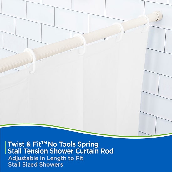 Kenney Twist & Fit No Tools 24-38 IN Adjustable Spring Tension Stall Shower Curtain Rod