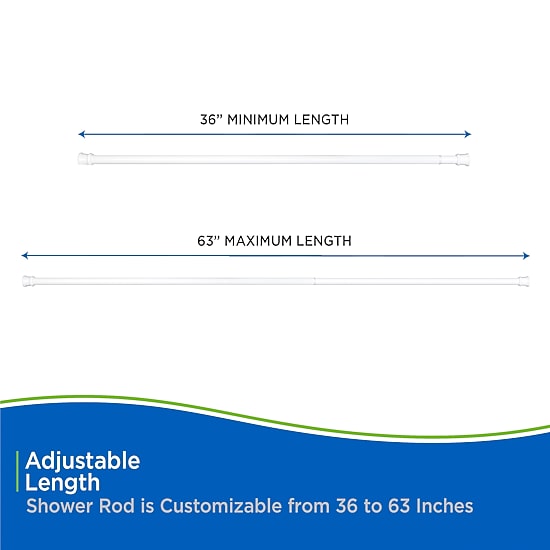 Kenney Twist & Fit No Tools 36-63 IN Adjustable Tension Shower Curtain Rod