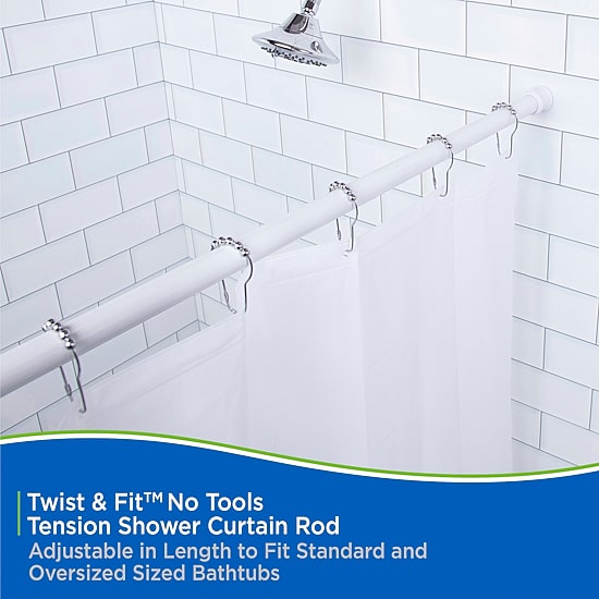 Kenney Twist & Fit No Tools 36-63 IN Adjustable Tension Shower Curtain Rod