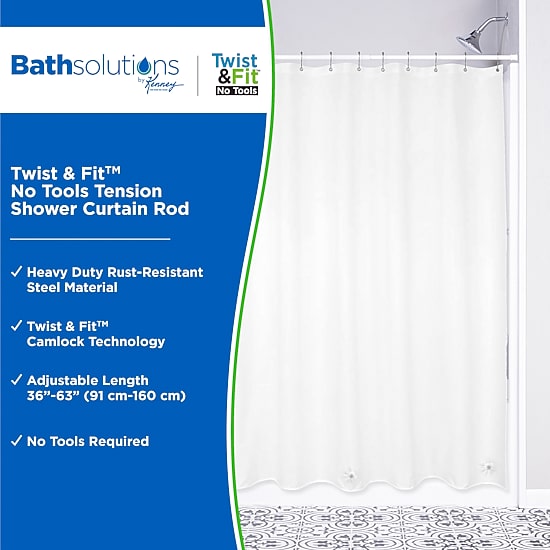 Kenney Twist & Fit No Tools 36-63 IN Adjustable Tension Shower Curtain Rod