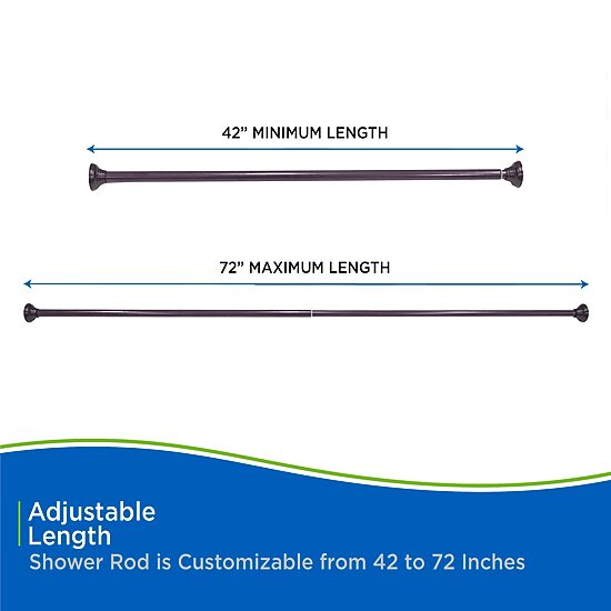 Kenney Twist & Fit No Tools Metcalf 42-72 IN Adjustable Tension Shower Curtain Rod