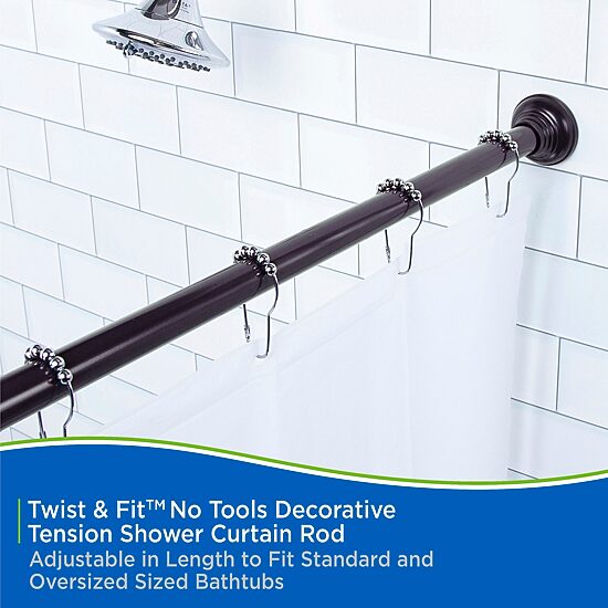 Kenney Twist & Fit No Tools Metcalf 42-72 IN Adjustable Tension Shower Curtain Rod