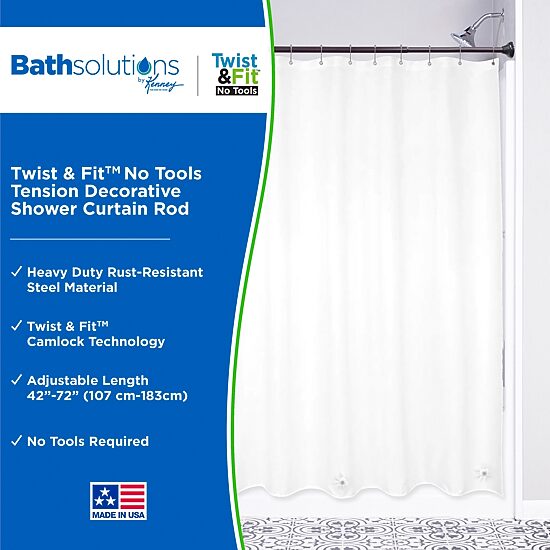 Kenney Twist & Fit No Tools Metcalf 42-72 IN Adjustable Tension Shower Curtain Rod