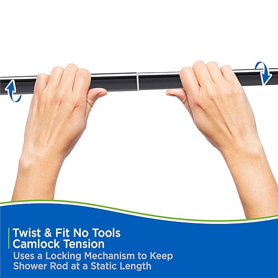 Kenney Twist & Fit No Tools Gloria 42-72 IN Adjustable Tension Shower Curtain Rod