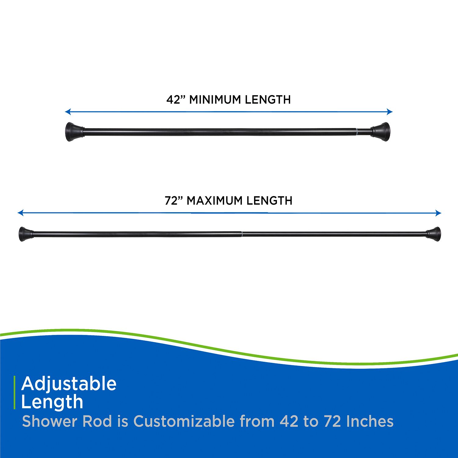 Kenney Twist & Fit No Tools Gloria 42-72 IN Adjustable Tension Shower Curtain Rod
