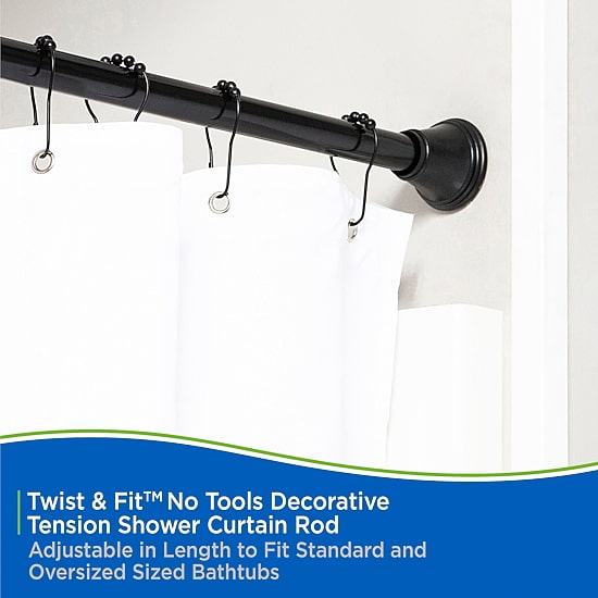 Kenney Twist & Fit No Tools Gloria 42-72 IN Adjustable Tension Shower Curtain Rod