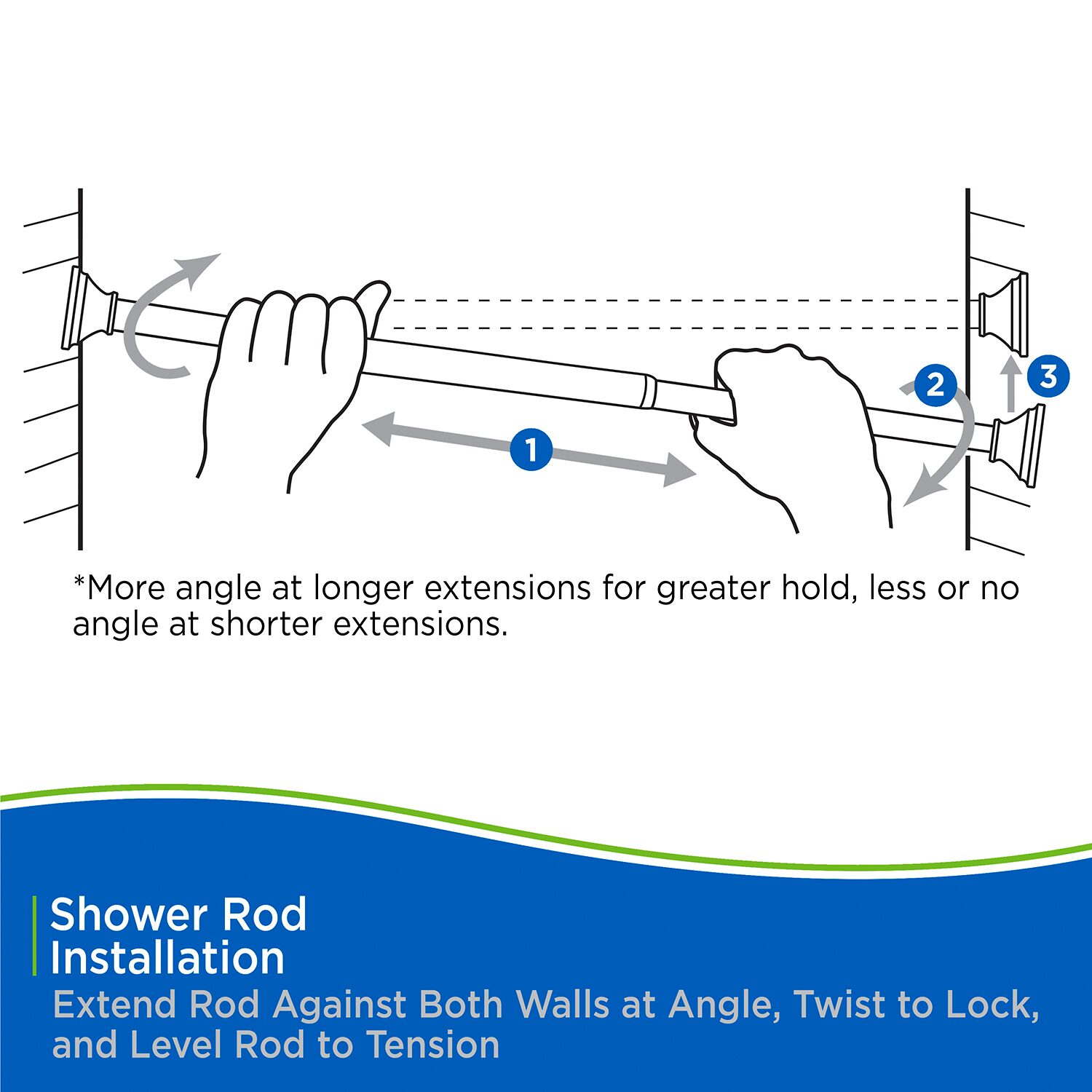 Kenney Twist & Fit No Tools Gloria 42-72 IN Adjustable Tension Shower Curtain Rod