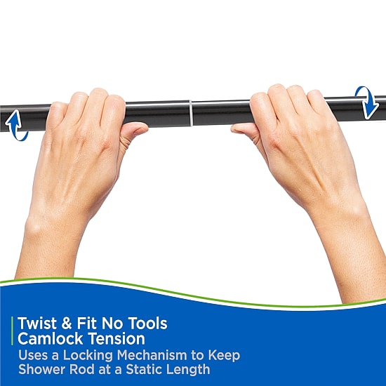 Kenney Twist & Fit No Tools 48-84 IN Adjustable Tension Closet/Utility Curtain Rod