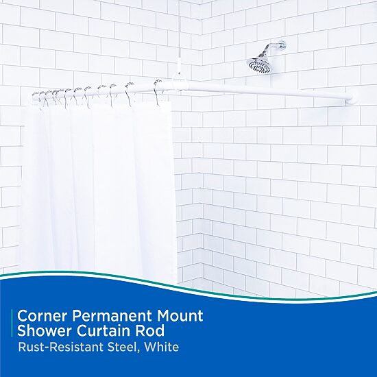 Kenney Twist & Fit No Tools Corner 36x36 IN Fixed Shower Curtain Rod