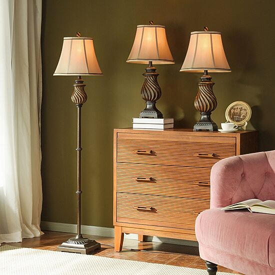Stylecraft Toffee 3 piece. Lamp Set