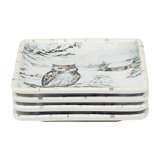 Certified International Winter's Frost 4-pc. Earthenware Appetizer Plate