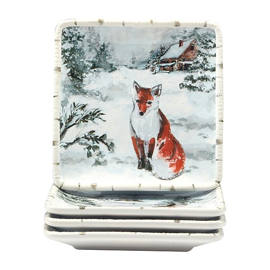 Certified International Winter's Frost 4-pc. Earthenware Appetizer Plate