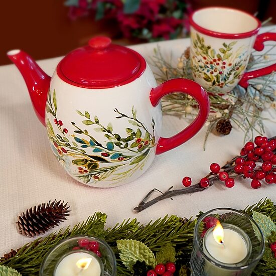 Certified International Christmas Gatherings Teapot