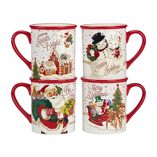 Certified International Santa's Retro 4-pc. Coffee Mug
