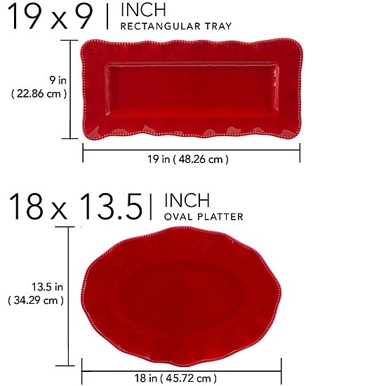 Certified International Perlette Red Melamine Serving Platter 2-pc. Set