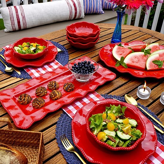 Certified International Perlette Red Melamine Serving Platter 2-pc. Set