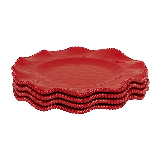 Certified International Perlette Red 4-pc. Melamine Dinner Plate