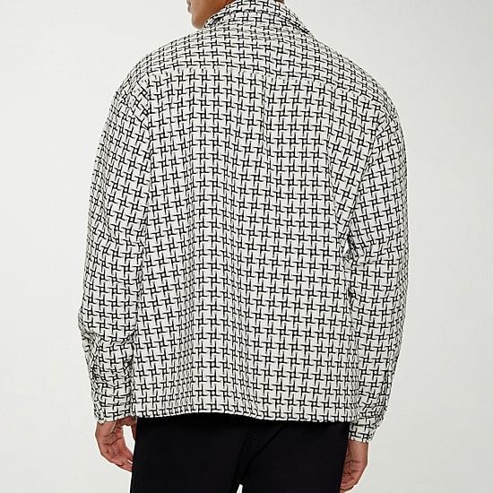 Forever 21 Mens Long Sleeve Textured Button-Down Shirt