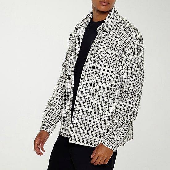 Forever 21 Mens Long Sleeve Textured Button-Down Shirt