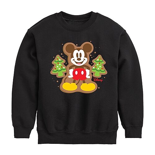 Disney Collection Boys Crew Neck Fleece Long Sleeve Mickey Mouse Sweatshirt, X-large, Black