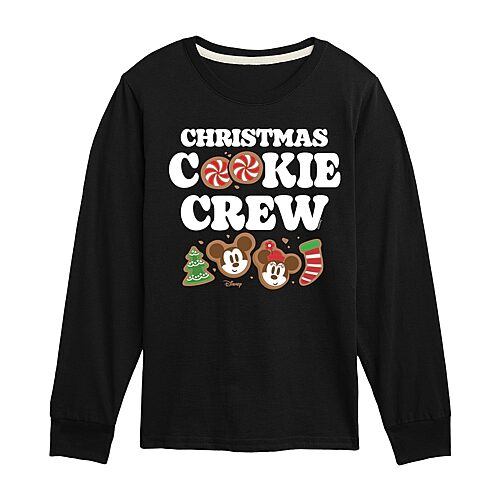 Disney Collection Boys Crew Neck Long Sleeve Regular Fit Mickey and Friends Graphic T-Shirt, X-large, Black