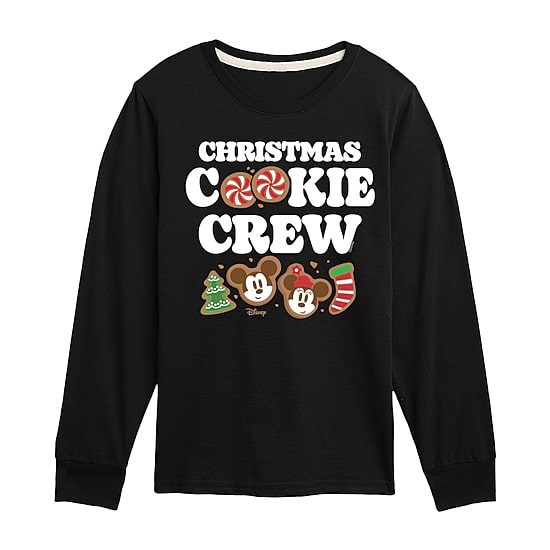 Disney Collection Boys Crew Neck Long Sleeve Regular Fit Mickey and Friends Graphic T-Shirt