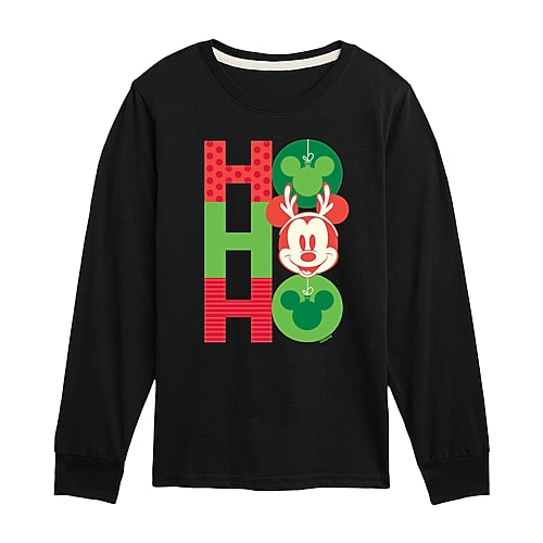 Disney Collection Boys Crew Neck Long Sleeve Regular Fit Mickey Mouse Graphic T-Shirt, X-large, Black