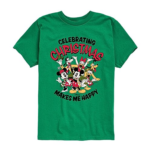 Disney Collection Boys Crew Neck Short Sleeve Regular Fit Mickey and Friends Graphic T-Shirt, X-large, Green