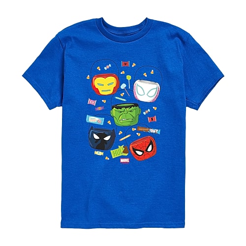 Disney Collection Boys Crew Neck Short Sleeve Regular Fit Marvel Graphic T-Shirt, X-large, Blue
