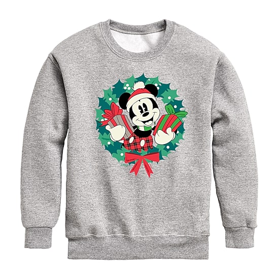 Disney Collection Boys Crew Neck Fleece Long Sleeve Mickey Mouse Sweatshirt