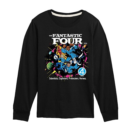 Disney Collection Boys Crew Neck Long Sleeve Regular Fit Marvel Graphic T-Shirt