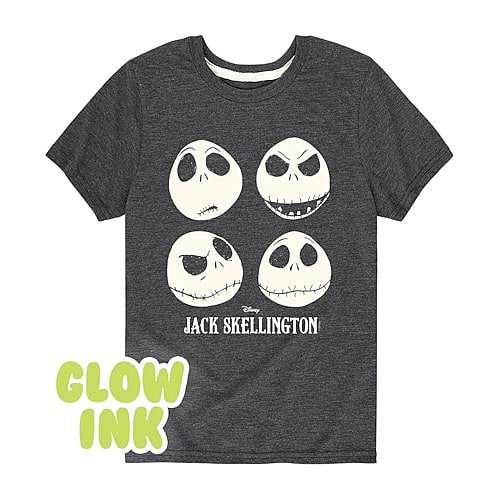 Disney Collection Boys Crew Neck Short Sleeve Regular Fit Nightmare Before Christmas Graphic T-Shirt, X-large, Black
