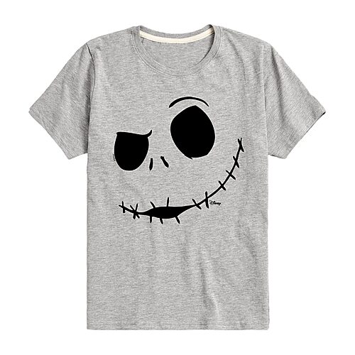 Disney Collection Boys Crew Neck Short Sleeve Regular Fit Nightmare Before Christmas Graphic T-Shirt, X-large, Gray