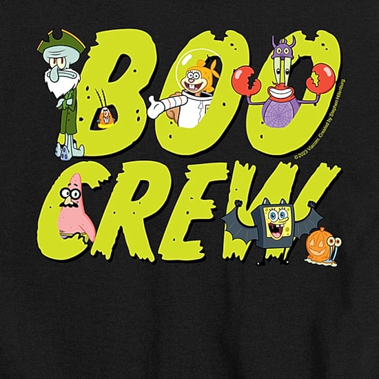 Boo Crew Halloween Little & Big Kid Boys Crew Neck Short Sleeve Regular Fit Spongebob Graphic T-Shirt