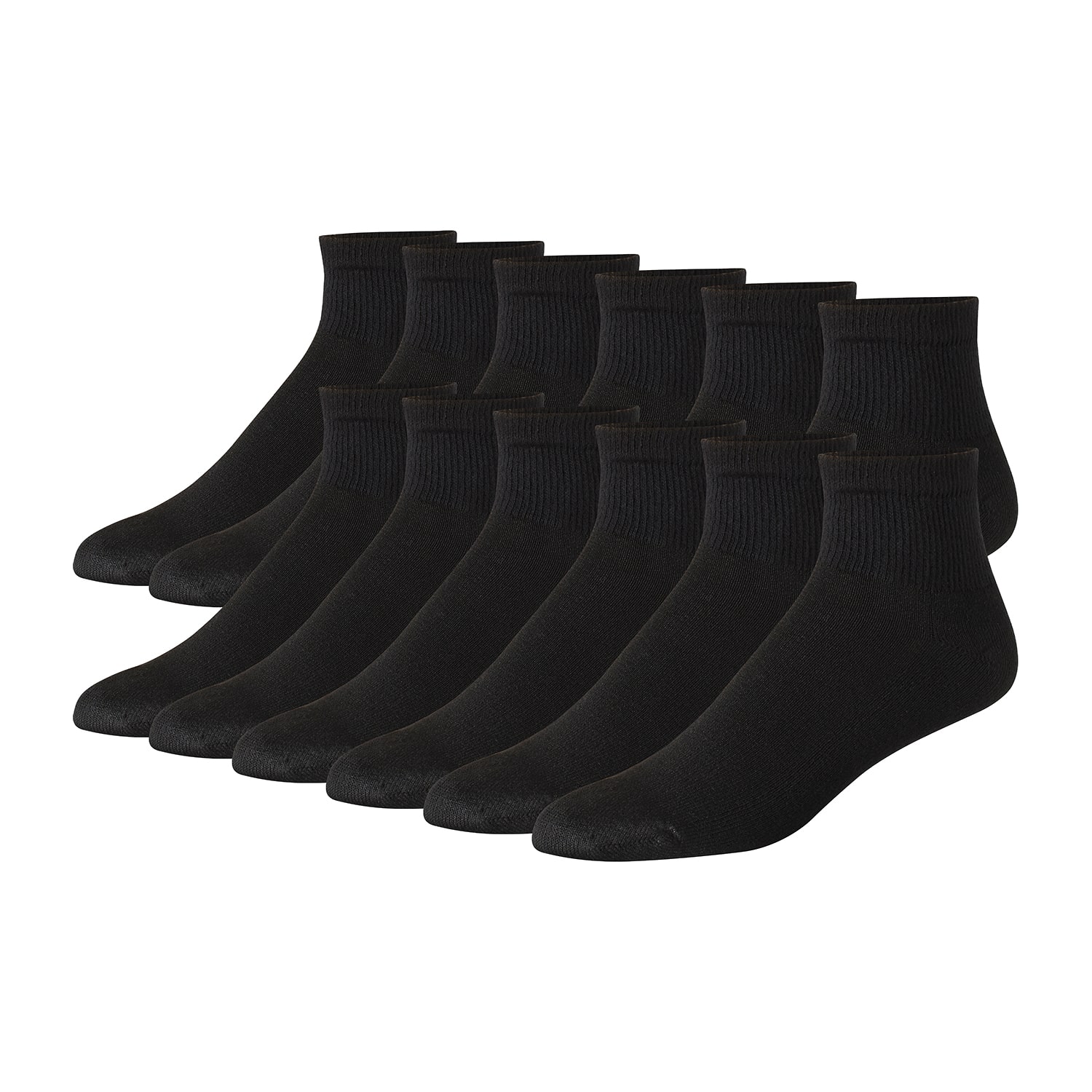 Hanes Ultimate Mens Multi-Pack 12 Pair Big and Tall Quarter Ankle Socks