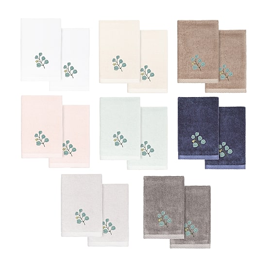 Linum Home Textiles Botanica 2-pc. Embellished Fingertip Towel