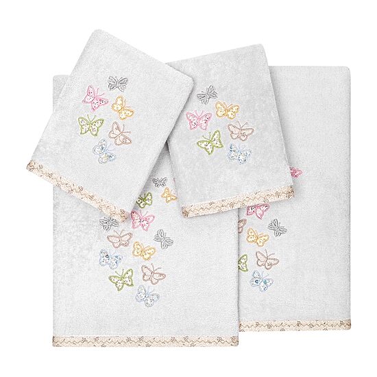 Linum Home Textiles Mariposa Embellished 4-pc. Bath Towel Set