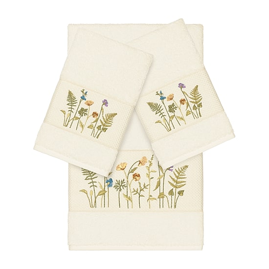 Linum Home Textiles Serenity Embellished 3-pc. Bath Towel Set