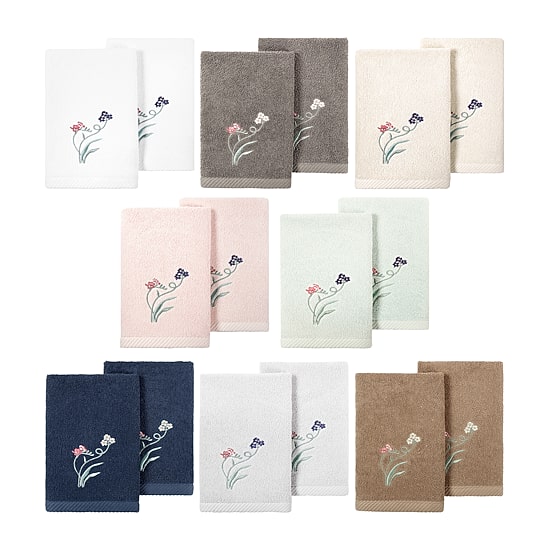 Linum Home Textiles Stella 2-pc. Embellished Fingertip Towel