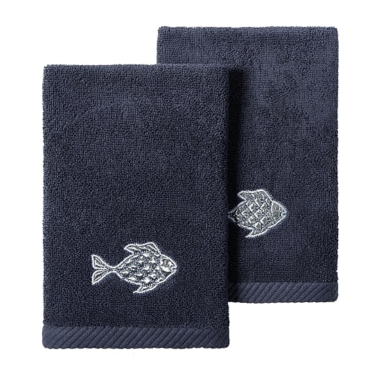 Linum Home Textiles Figi 2-pc. Embellished Fingertip Towel